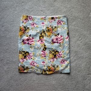 DARLING Floral Skirt with Blue Base